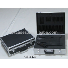 caja de herramientas de aluminio cuadrados esquina con espuma picada desmontable interior y panel negro del ABS como piel